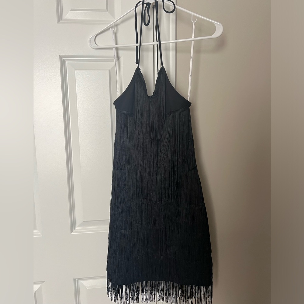 Black Fringe Mini Dress